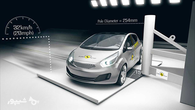 تست تصادف با تیرک‌های عمودی